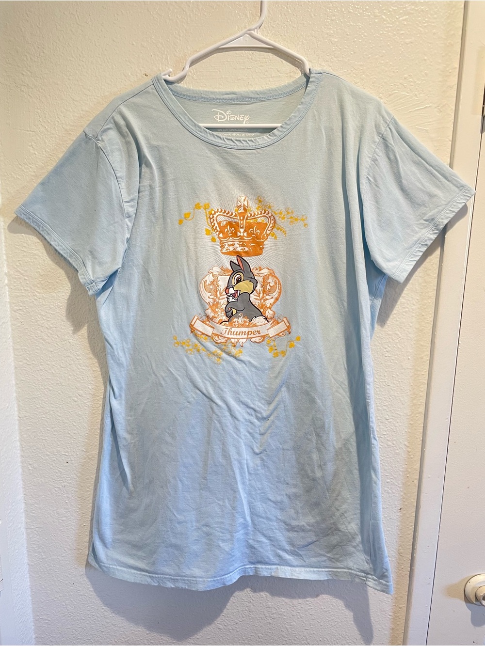 ✨ Disney Parks Thumper Sparkle Royal Crest Graphic Tee • Light Blue Women’s XL 👑